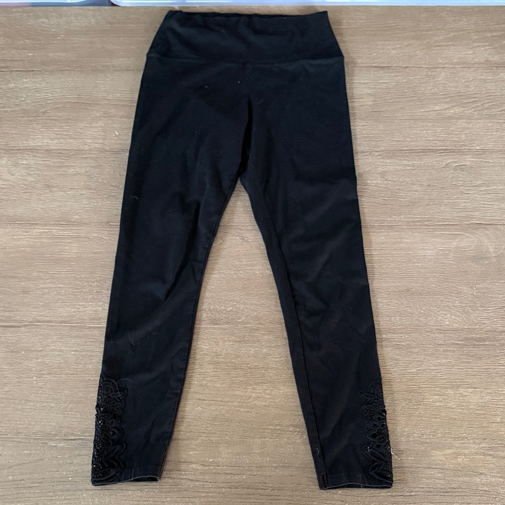 Aerie Black Leggings with Lace Detail